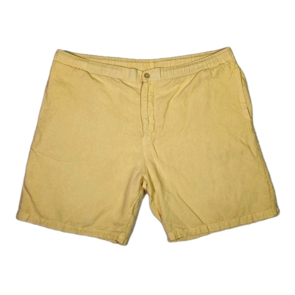 Vintage 90s Mix Studio Linen Blend Shorts Mens Large Yellow Retro Made In USA